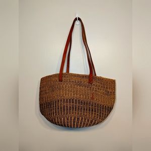 Handmade vintage Woven straw market tote